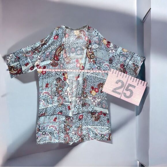 Knox Rose l Open Kimono l Paisley Print l 100% Rayon l L l EUC - Picture 5 of 10